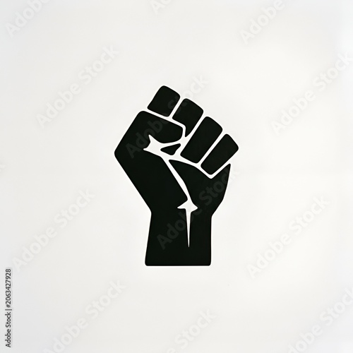 Black power fist symbol, symbol of resistance and strength, isolated on white background