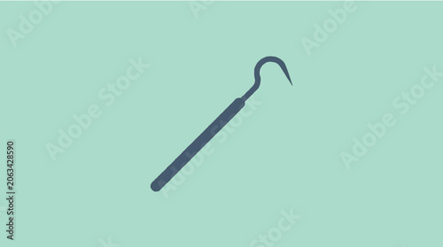 Slika na platnu Minimalist icon of dental scaler tool on pastel green background for dentistry a