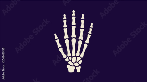Bild auf Leinwand Human hand skeleton illustration on dark background showing bones and joints ana