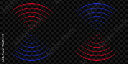 Bild auf Leinwand Round glowing light Wi-Fi effect and Sonar sound waves set