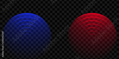 Tableau sur toile Round glowing light Wi-Fi effect and Sonar sound waves set