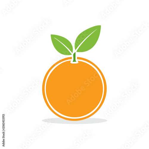 Flat design orange with leaf isolated