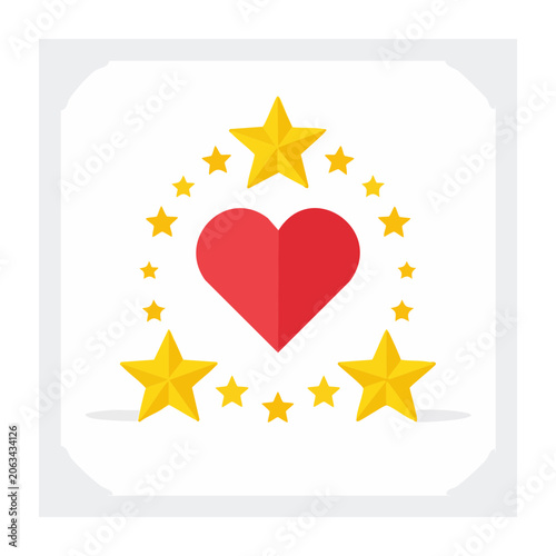Red heart with yellow stars vector icon