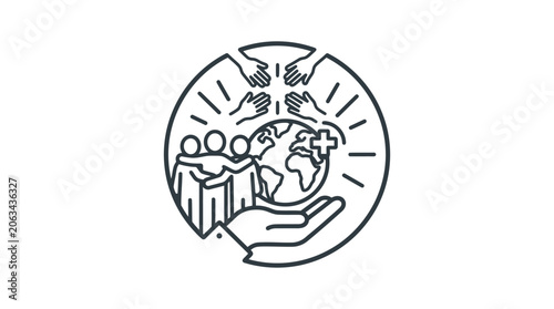 Human hands supporting a globe representing world unity cooperation.