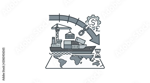 International shipping and global logistics infrastructure icon.