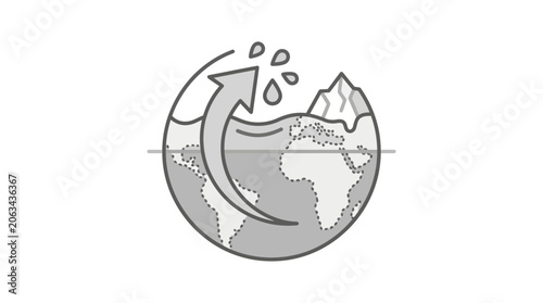 Melting glaciers and water cycle icon