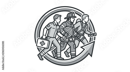 Rapid emergency response team icon with directional arrow.