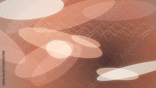 Abstract background with glowing shapes and waveforms