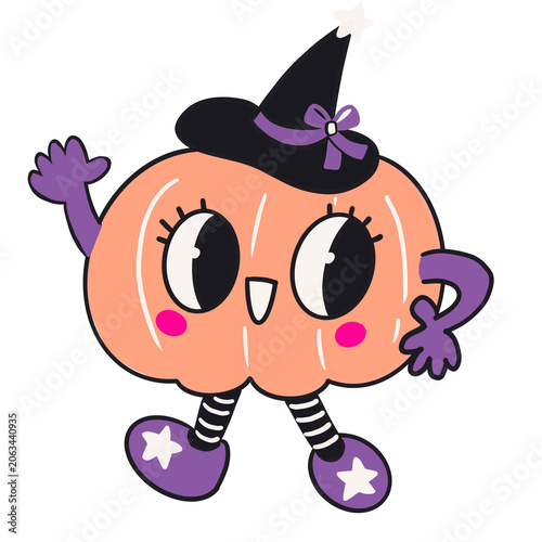 halloween witch with pumpkin