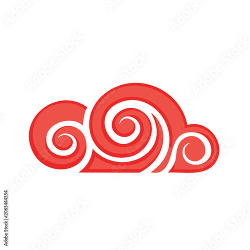 Red Spiral Cloud Icon on Transparent Background