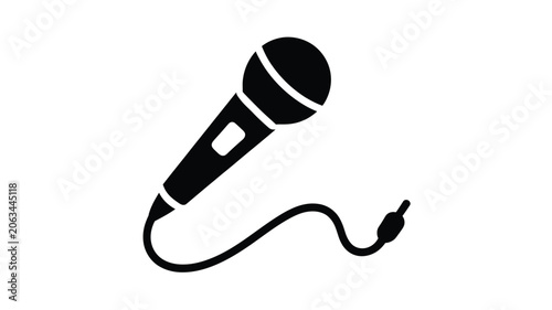 Photography Dynamic microphone icon isolated on white background, simple black and white aud