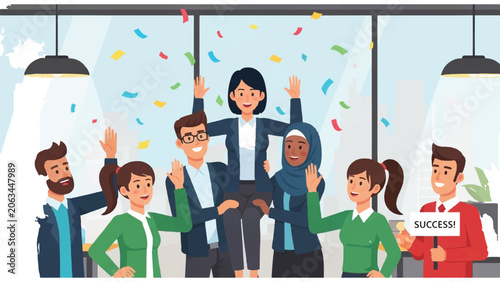 Business people celebrating success together.