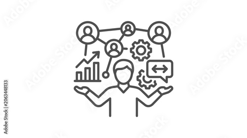 Photography Business networking and communication professional icon.