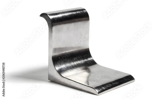 Modern minimalist silver metal bookend holding space isolated on white background 3D render