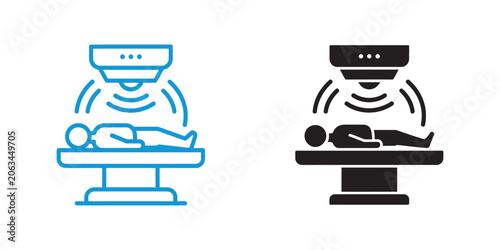 Vászonkép Radiation Therapy Vector Icons with Medical Equipment Dosage Targeting and Oncol