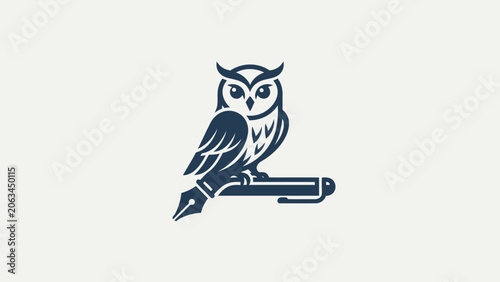 Abstract Owl and Pen Logo Design for Education Publishing and Creative Business