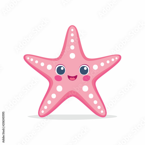 Cute Pink Starfish Cartoon Character
