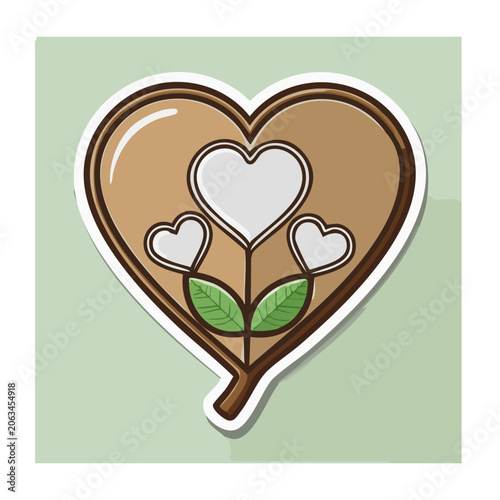 Heart with Leaves and Small Hearts Illustration