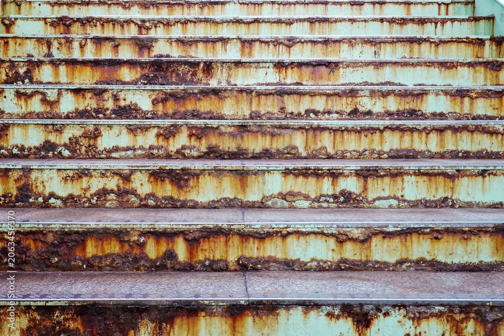 Fotografie Rusty metal stairs detailed texture background