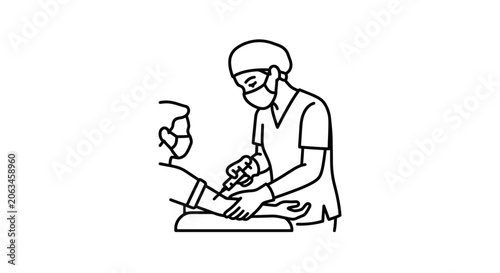 Healthcare professional taking a blood sample from patient.