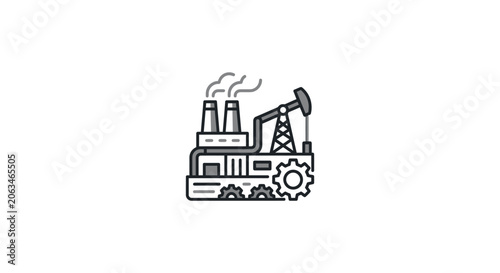 Industrial factory and oil rig manufacturing facility icon.