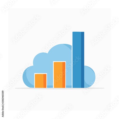 Cloud and Bar Chart Illustration for Data Analytics