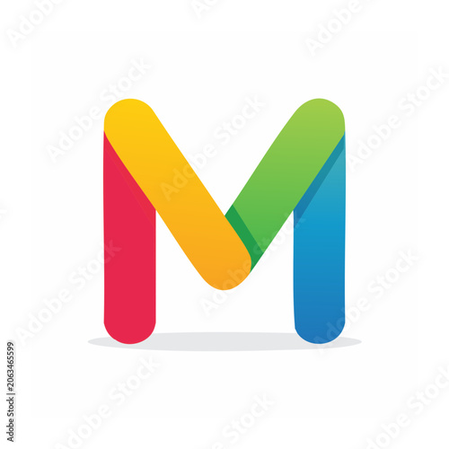 Colorful flat design letter M icon