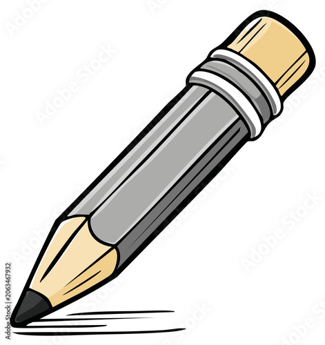 Cartoon pencil writing, drawing, illustrating