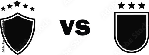 Tableau sur toile Argentina vs Brazil minimalist shield icon design with star ratings representing