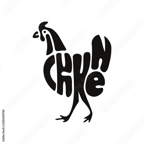 Creative Chicken Wordmark Typography Vector Logo.