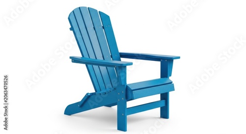 Bright blue adirondack chair isolated on white background