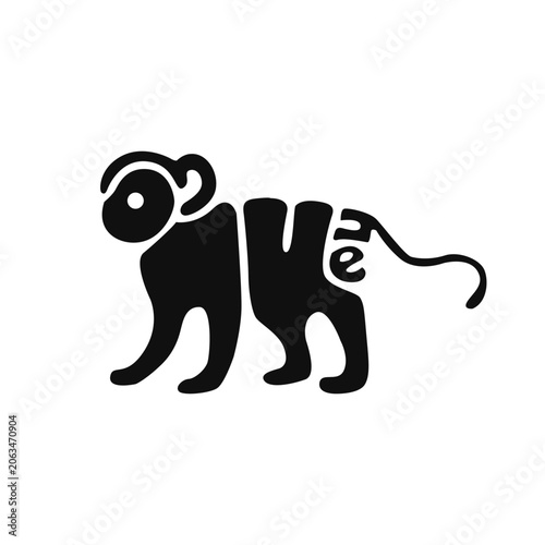 Creative Monkey Wordmark Typography Vector Logo.
