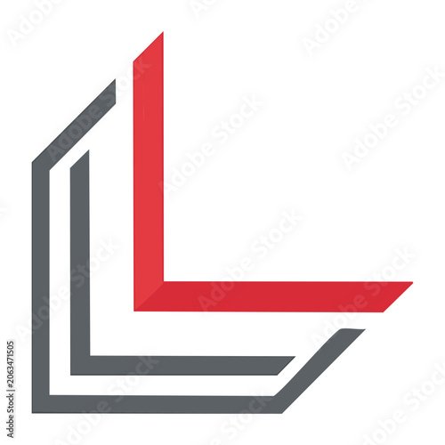 Minimalist Letter L Icon in Red and Gray