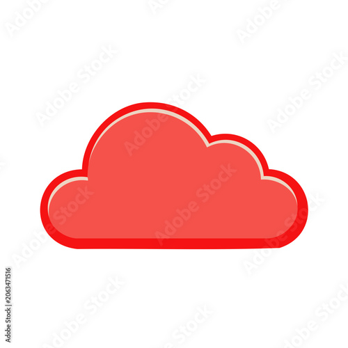 Red cloud icon on transparent background