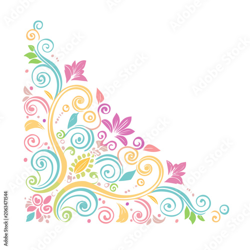Seamless floral pattern with swirls and leaves