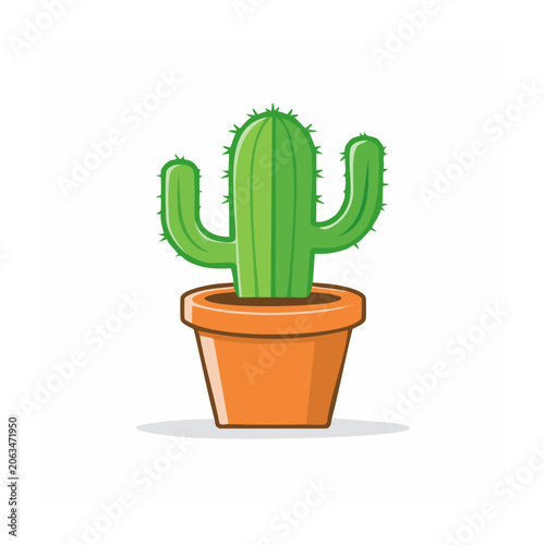 3D render of a green cactus in a brown pot