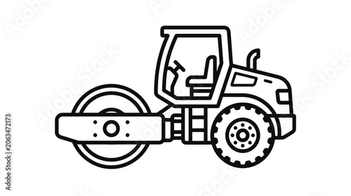 Photos Industrial steam roller compactor construction equipment outline