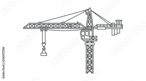 Konstfotografi Large industrial tower crane construction site equipment outline