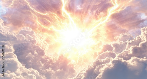 Divine light bursts through clouds