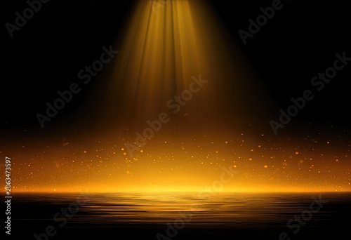 Golden spotlight on a dark stage
