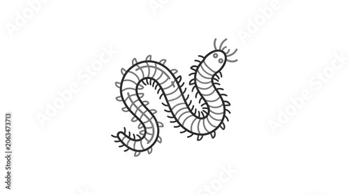 Obraz na plátně Segmented bristle worm polychaete marine life line art.