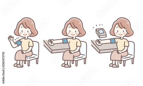 血圧を測る　女性