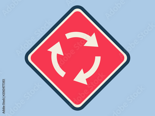 Roundabout sign icon. Traffic icon. Flat vector icon concept.