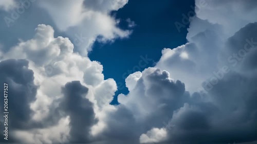 Vibrant White Fluffy Clouds against Blue Sky 4K Generative AI