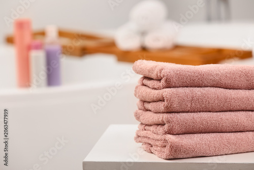 Stacked pink terry cloth to...