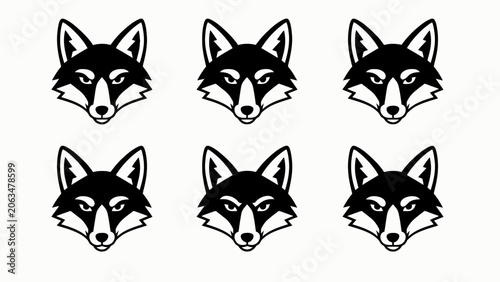 Photos Six Stylized Fox Faces Pattern