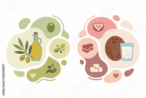 Nutritional Diagram Comparing Healthy and Saturated Fats