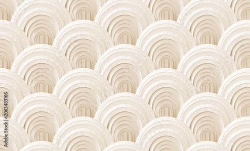 Seamless pattern of cream and white curved arch cutout shapes