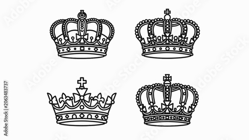 Photos Set of Four Royal Crowns Line Art Icons
