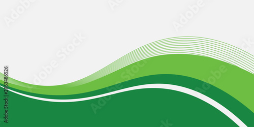 Abstract White and Green wave wide background banner
